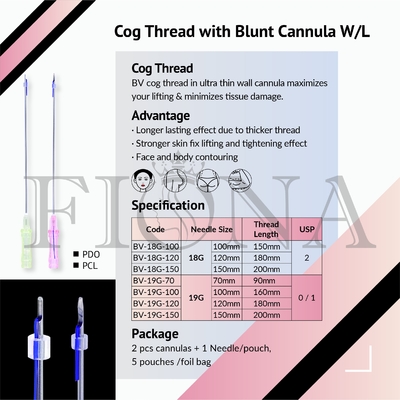 Двухнаправленный тупой Cog PDO PLLA Cannula 4D 6D продевает нитку 18G-100mm для контурить стороны